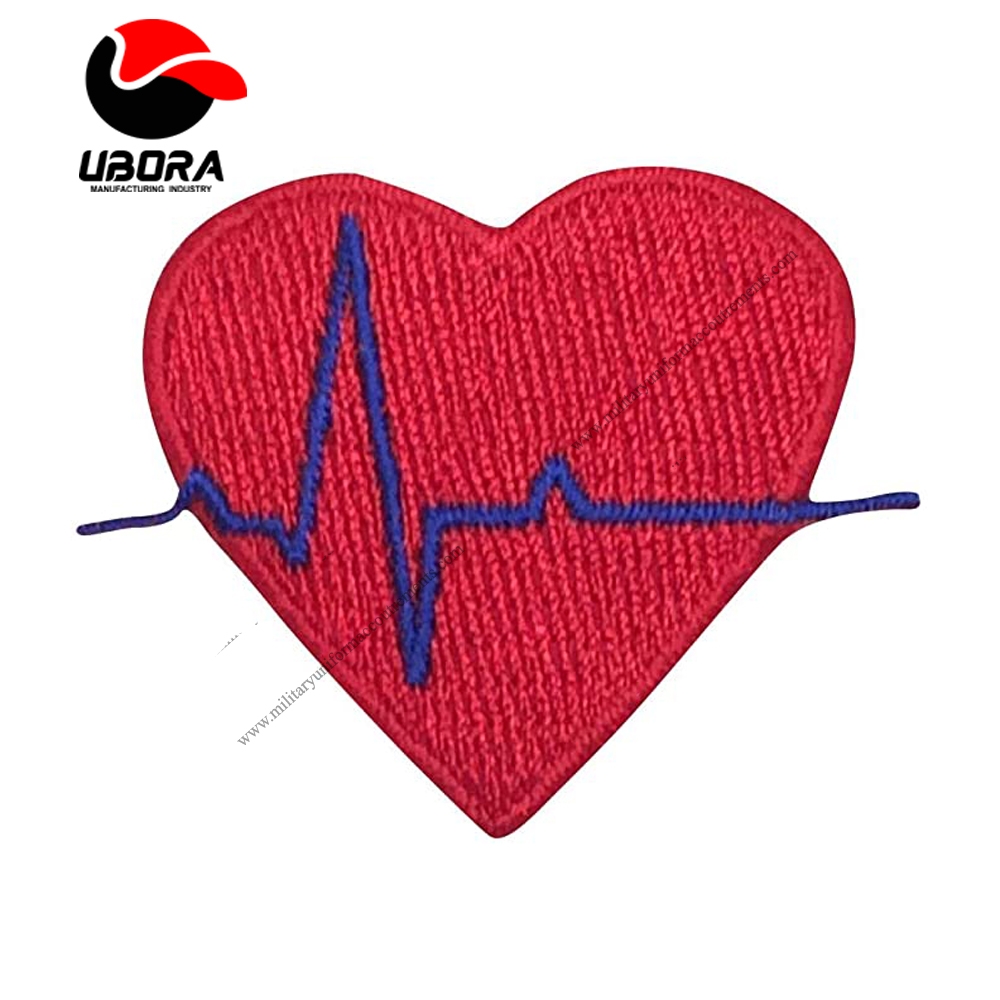 Medical Heart EKG Iron on Embroidered Patch